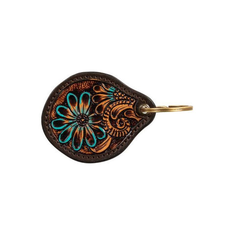 Glowing Bloom Hand-Tooled Key Fob