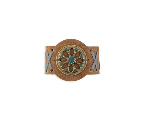 Wind Song Leather & Medallion Cuff Bracelet