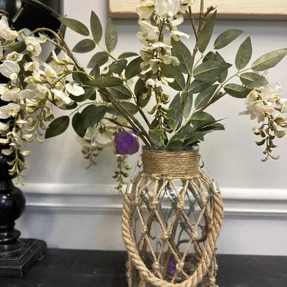 Hand Woven Hanging Glass Vase-small