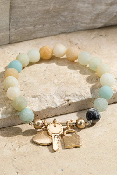 3 Charm and Natural Stone Bracelet