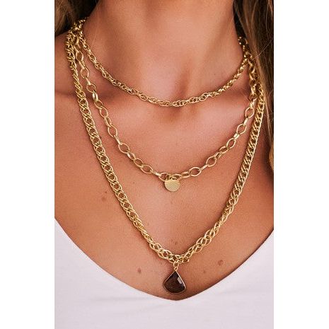 Gold layered detail chain necklace