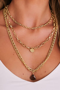 Gold layered detail chain necklace