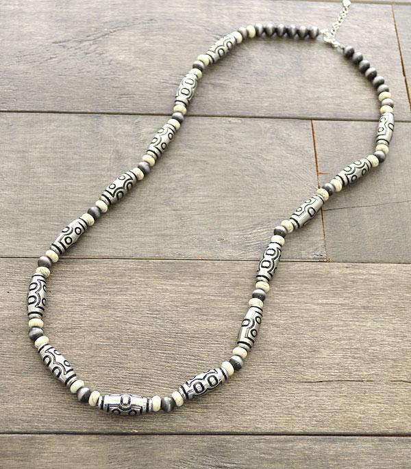 White and silver navajo neklace