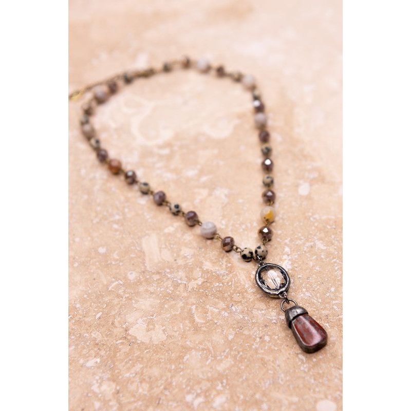 Pica Necklace Bamboo Agate, Red