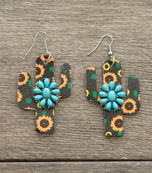 The Leather Cactus Earrings