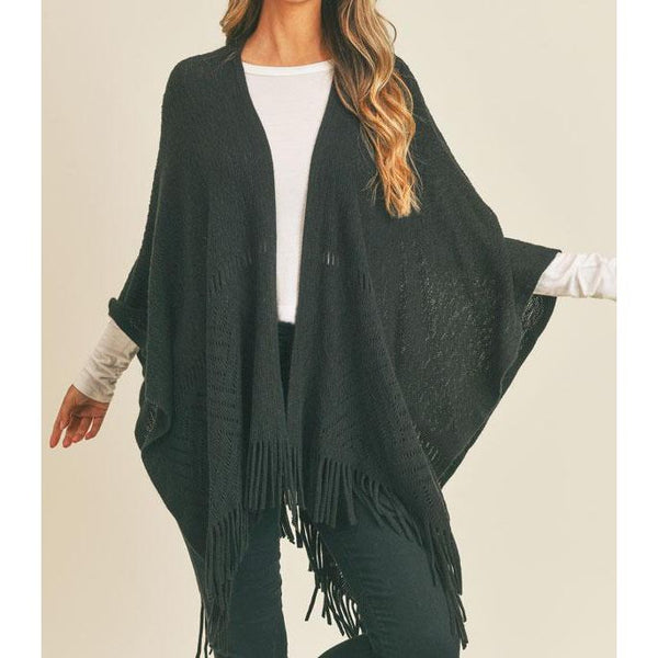 Fall Winter Fringe Knit Shawl