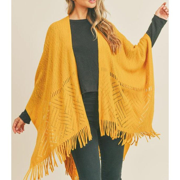 Fall Winter Fringe Knit Shawl