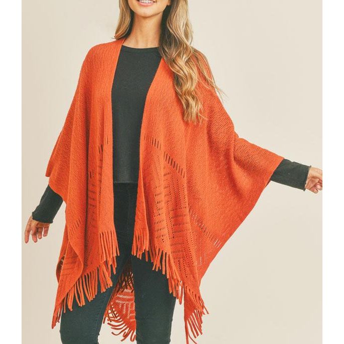 Fall Winter Fringe Knit Shawl