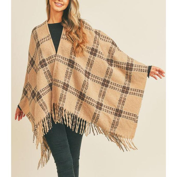 Fall Winter Plaid Print Shawl