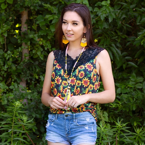 Sunflower Lace Tank Top