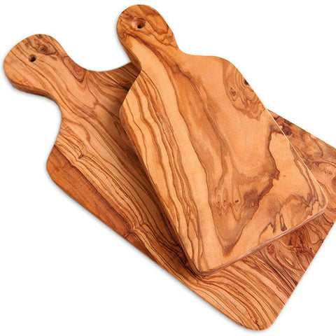 Set of 2 Olive Wood Cutting Boards with Handle, Wood from Germany