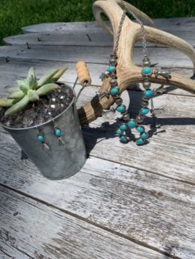 Small Silver and Turquoise Squash Blossom Necklaces