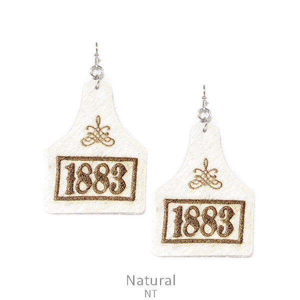 1883 Cow Tag Leather Earring