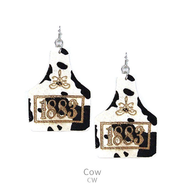 1883 Cow Tag Leather Earring