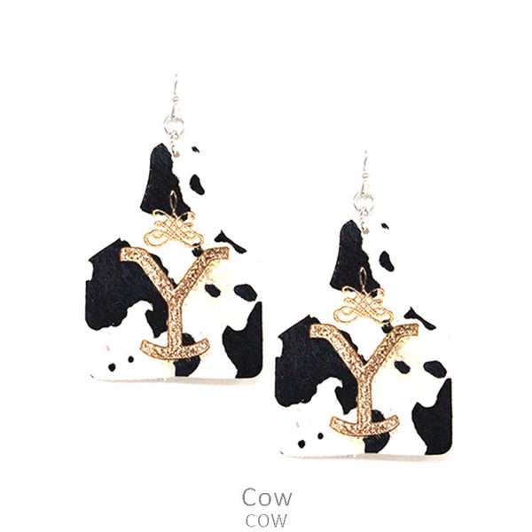 Yellowstone Cow Tag Leather Earring