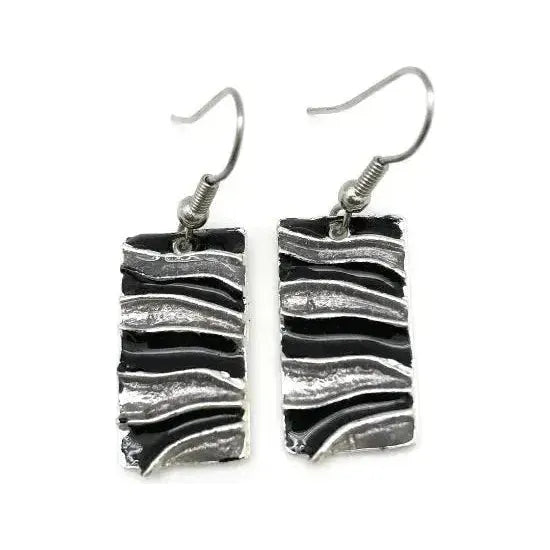 Pewter Earrings with Color Enamel