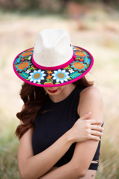 Vivid Floral Hand Embroidery Hat