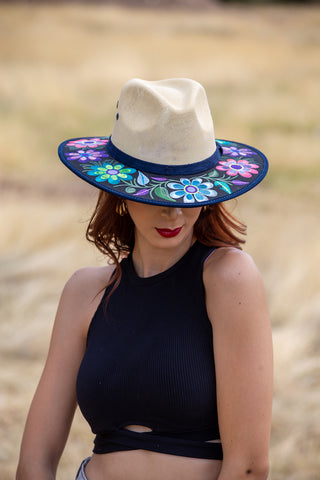Vivid Floral Hand Embroidery Hat