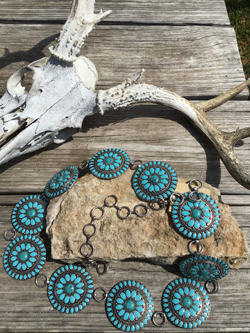 Round Concho W Turquoise Inlay