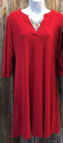 Red Dress, 3/4 Length Sleeve