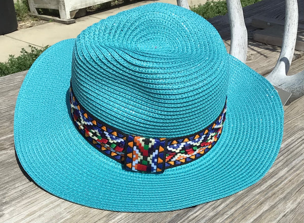 Straw Hat with Aztec Band