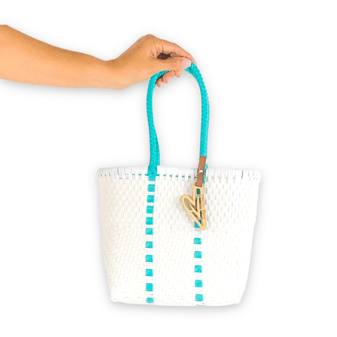 Small Toucan White with Mint Handbag