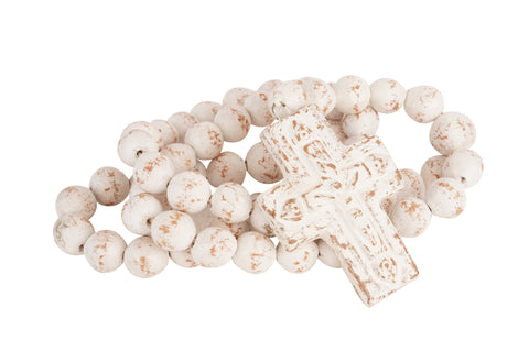 Clay Rosary Beads Handmade 42-44 inch White