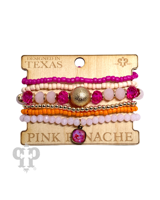 6-strand bracelet, Pink, Pink Panache