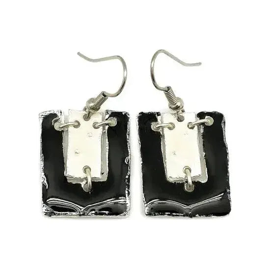 Pewter Earrings with Color Enamel