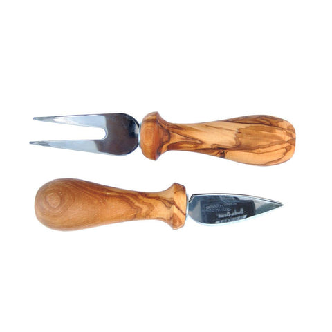 olivenholz-erleben - 2-piece cheese cutlery set with olive wood handle