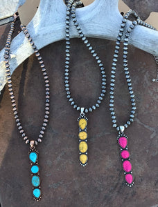 The Navajo Bead, Stone Drop Necklace