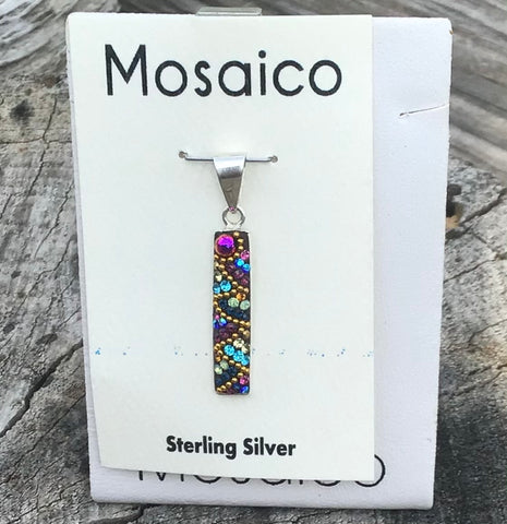 Mosaico Sterling Silver Cylinder Pendant, Rainbow Crystals