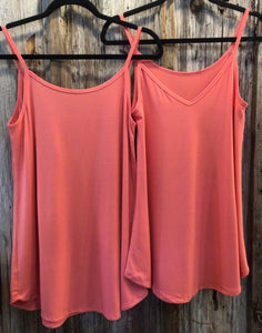 Front and Back Reversible Spaghetti Cami, Deep Coral