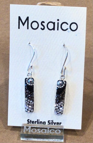 Mosaico Sterling Silver Cylinder Earrings, Black Ombre Crystals