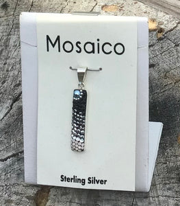 Mosaico Sterling Silver Cylinder Pendant, Black Ombre Crystals