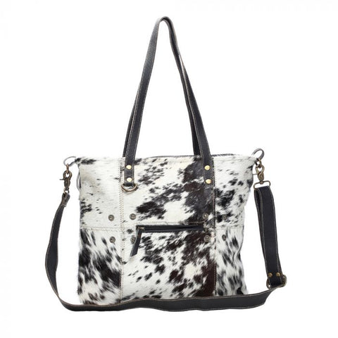 Black And White Shade Hairon Tote Bag, Myra