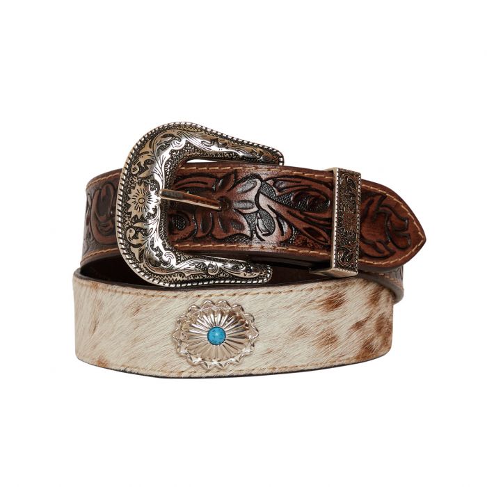 Mirky Brown Hand Tooled Leather Belt