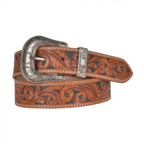Floral Demure Hand Tooled Leather Belt